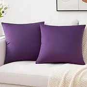 Mixhug Decorative Throw Pillow Covers, Velvet Cushion Covers, Solid Throw Pillow Cases for Couch and Bed Pillows, Purple, 20 x 20 Inches, Set of 2