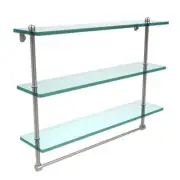 Allied Brass Bathroom Shelf 22"L x18"H x 5"W 3-Tier W/Towel Bar Polished Nickel