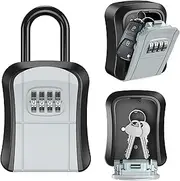 AMIR Key Lock Box for Outside, NEW VERSION Lock Box for House Key, 4-Digit Combination Security Lockbox, Portable Wall Mounted Storage Lock box for Home, Realtors Garage Spare Keys