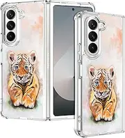 [GlamCase] Clear Case for Samsung Galaxy Z Fold 6 5G, Galaxy Z Fold 6 Clear Case - Cute Baby Tiger Design Printed Clear Shockproof Protective Designer Back Clear Case/Cover for Samsung Z Fold 6