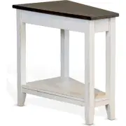 Pemberly Row Modern 16" Wood Chair Side Table in White/Dark Brown