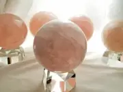 One Large Natural Rose Quartz Sphere with Free Stand