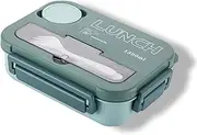 1.3L 4 Compartment Insulated Portable Plastic Bento Lunch Box, Microwaveable, for Kids, Adults, Office, Worker, Student (Aqua)