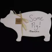 "Vintage Piggy" Ceramic Pig Charcuterie Board Serving Tray Dry Erase Menu 10x16"
