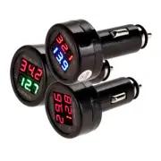 12V24V Car Voltmeter Thermometer Cigarette Lighter Style Battery Monitor Voltage