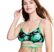 NWT Fe Noel Target Feathered Palm Print Bikini Top 1X