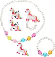 Vaguelly Child Unicorn Jewelry Kit Necklace Bracelet Ring Earring Girls Present Material