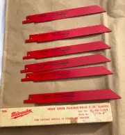 Lot of 6 Milwaukee 48002170 Reciprocating Saw Blades 6” 18 TPI