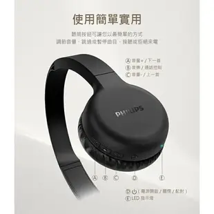 【享4%點數回饋】無線頭戴式藍牙耳機 Micro充電孔 ｜PHILIPS 飛利浦｜耳罩式藍芽耳機 藍牙全罩耳機 藍牙耳機 藍芽耳機 ｜TAH1205BK/00