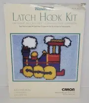 Caron Wonder Art Latch Hook Kit Tapestry Rug Loco Motion Train Engine NEW 20x27"