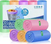 10l Bin Liners 200 Bags Small Pedal Bin Bags XUXRUS Thicken Leakproof Plastic Bags for Bathroom Office,Kitchen Desk Fit UK 10 Liter,2.6,3Gal Colorful