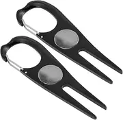 GANAZONO 2Pcs Portable Divot Tool Compact Golf Ball Markers Stylish Fairway Fixator for Outdoor Golfing Lawn Repair Fork for Golf Lovers Training Aid