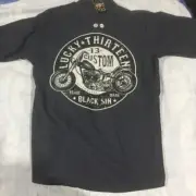 LUCKY 13 BLACK SIN GOTH CAR BOOZE BIKES BROADS TATTOO PUNK WORK SHIRT GREY LARGE