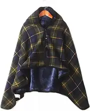 [SUOYUANJIE] Office Blanket for Women - Plus Velvet Thickened Plaid Shawl Scarf with Buttons Super Soft Plush Knee Cover for Lap Bed Sofa Office