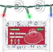 Miuezuth Mini Christmas Light Suction Cups [Set of 120] Small Holiday Light String Hooks Holders, Clear Rope Light Caddy Window Glass Suction Cup Clips Hang Seasonal Lights & Xmas Decorations