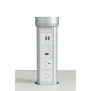 Point Pod PPMBT - Boardroom Pop-Up Power Outlet - 2 Power Points, 2 USB, HDMI, Data - Silver/ White