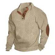 Men's Sweatshirt Black White Army Green Khaki Dark Gray Standing Collar Plain Jacquard Patchwork Daily Holiday Going out Polyester Streetwear Casual Fall Winte