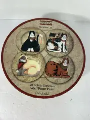 Sakura CHRISTMAS CATS FIDDLESTIX Lunch Plates 8 1/4" WHOLE SET NEW IN BOX