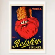 Galrie Authentic Vodka Relshirs Kumel Vintage Advertising Poster for Home Decor, White Frame, A4 21 x 30cm (8 x 12inch)