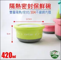 在飛比找Yahoo!奇摩拍賣優惠-《好媳婦》TOP-CHEF【304不鏽鋼圓型保鮮碗420ml