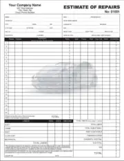 500 Auto Body Autobody Estimate / 2 Part Carbonless / 8.5 x 11 TMG029