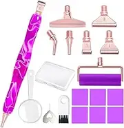 Praise V Do Ergonomic Diamond Painting Art Drill Bead Dot Pen Kit with Screw Steel Silver Metal Tip Nibs Placers Roller Tool Accessories for 5D Diamond Paint Purple