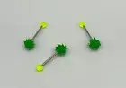 Pack of 3 14 gauge Green Beach Ball Urchin Tongue Barbell Ring