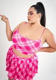 [Club Exx] Plus Diva Especially Gifted Plaid Tank Top