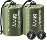 Emergency Sleeping Bag, 2 Pack Portable Thermal Bivy Sack, Waterproof Lightweigh