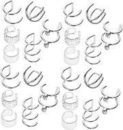 [LIFKOME] Ear for Women Smith Plush Car Keychain Badge Pin Display Banner Band Cleansers Gooseneck Ratchet Ear Clips Earrings Ear Cuff for Women Ear for Men Silver Metal