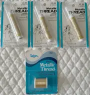 3 Pkg International Metallic Thread 30 Yds & 1 Talon Metallic Thread