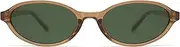 [Appassal] Retro Oval Cat Eye Sunglasses for Women 90s Sunnies Lightweight Narrow Shades Trendy Sun Glasses AP3735 Champagne/Green, C4 Champagne/Green, Small