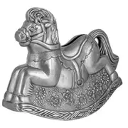 Pewter Silver Plate Rocking Horse Money Bank Saver 10cm Novelty Rocking