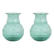 2PK LVD Bud Vase Bubble Glass Home/Lounge Decor Small Green Velvet