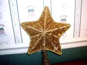KURT ADLER-CHRISTMAS 14" GOLD IRID STAR -10 LIGHT TREE TOPPER-NEW