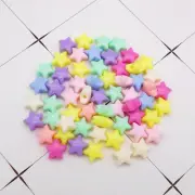 50pc Plastic Colorful 9mm Loose Beads Mixed Five-point Star Beads Hole 1.5mm