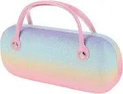 [FRCOLOR] Portable Hard Shell Sunglass Case for Women Compact Folding Eyewear Holder Durable Pressu Reresistant Organizer for Travel Home Use Stylish Rainbow Design