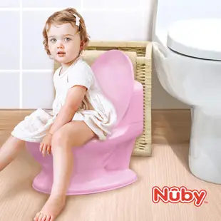 【Nuby】學習小馬桶_白色_粉紅｜自主如廁學習 兒童馬桶 擬真馬桶