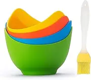 Enddon Silicone Egg Poacher Cups with Oil Brush, Set of 4 Multicolor Poached Egg Maker Egg Coddler, Kitchen Tools and Gadgets
