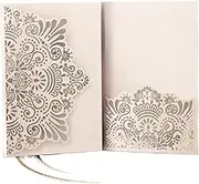 XYHTPP 20Pcs Laser Cut Noble Flora Invitations Card Elegant Lace Favor Envelopes Wedding Party Decor For Wedding Birthday Anniversary Invite(Color 03)