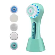 Face Scrubber Exfoliator, Facial Cleansing Brush Rechargeable IPX7 Waterproof with 5 Brush Heads