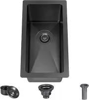 Stainless Black Drop In Kitchen Narrow Bar Sink TopMount Single Bowl 10X18"