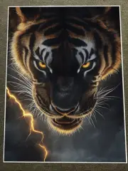 Lightning-Eyed Tiger with Electric Storm Poster 18x24in