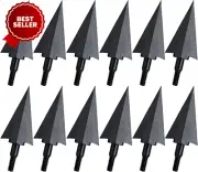 12Pc Black Screw Archery Broadheads, 125 Grain Hunting Arrowheads, Arrow Tip Poi