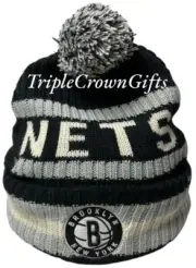 NBA Brooklyn Nets ('47 Brand) Bering Cuff Knit Beanie Hat with Pom