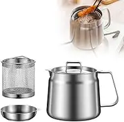 Deep Fryer Pot with Basket, 304 Stainless Steel Fryer, Japanese Deep Fryer Pot, Mini Deep Oil Fryer for Home, Outdoor, Tempura Chips, Fries, Fish & Chicken