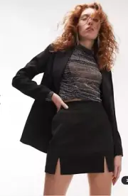 NWT- Topshop Tailored Side Split Mini Skirt in Black, Size 6 (US)