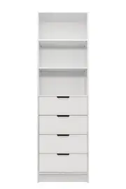 MALMO 3 SHELF 4 DRAWER WALK IN WARDROBE - WHITE - FLUTED - PULL BLACK