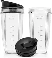 Blender Replacement Cup 24 oz (2 Pack) with Sip & Seal Lids for Nutri Ninja Pro Extractor Blender for Ninja Bl450 BL454 Auto-iQ Ninja BL642 BL480D SS101 SS351 BN400 BN401 BN701 BN800 BN801