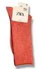 Zara WOMEN'S Sz M (U.S. Shoe 6-8) (39-42) Socks ~ Orange/Red Ribbed Pattern